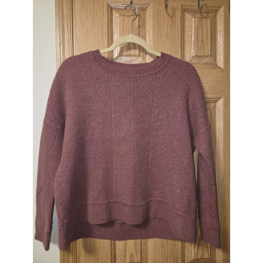 Athleta Habitat Sweater M Mauve Dusty Rose Wool Cashmere Chevron Knit Slouchy
